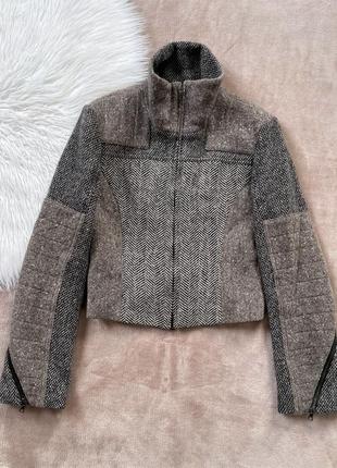 Женское короткое шерстяное полупальто куртка жакет на молнии strenesse gabriele strehle