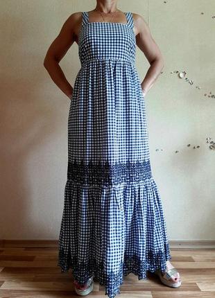 Натуральное платье-сарафан с шитьем из 100% хлопка