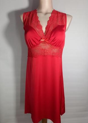 Вишукана червона шовкова з мереживом  нічна сорочка на жінку ell pamela1 фото