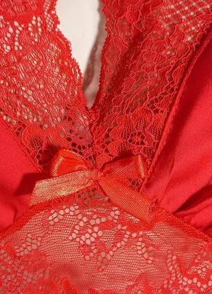 Вишукана червона шовкова з мереживом  нічна сорочка на жінку ell pamela4 фото