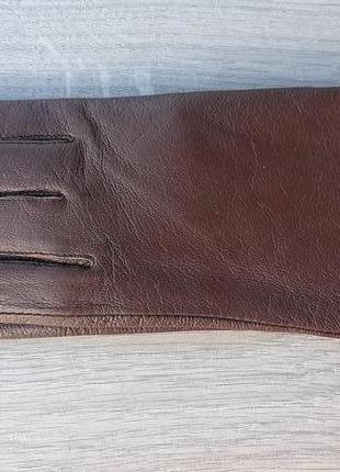 Женские демисезонные кожаные перчатки paizong (коричневые)1 фото