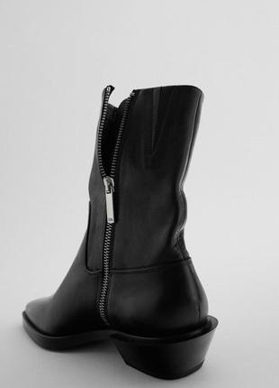 Кожаные ботинки новой коллекции zara, чёрного цвета3 фото