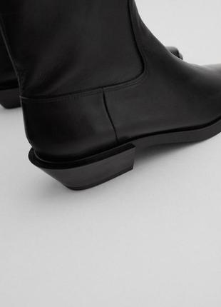 Кожаные ботинки новой коллекции zara, чёрного цвета6 фото