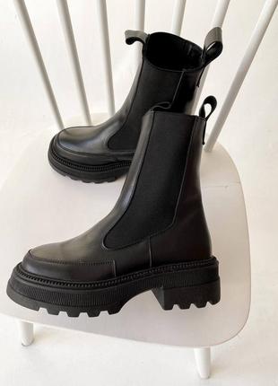 Жіночі демісезонні трендові чобітки челсі черевики з натуральної шкіри весна осінь жіночі стильні чорні ботінки із натуральної шкіри2 фото