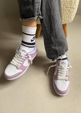 Nike dunk low violet женские брендовые стильные фиолетовые сиреневые кроссовки найк фіолетові лавандові круті кросівки7 фото