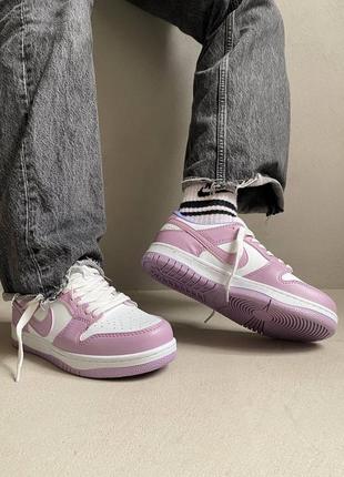 Nike dunk low violet женские брендовые стильные фиолетовые сиреневые кроссовки найк фіолетові лавандові круті кросівки4 фото
