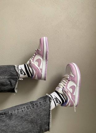 Nike dunk low violet женские брендовые стильные фиолетовые сиреневые кроссовки найк фіолетові лавандові круті кросівки5 фото