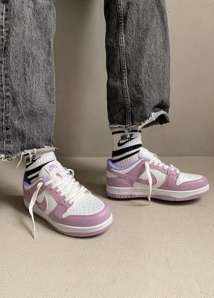 Nike dunk low violet женские брендовые стильные фиолетовые сиреневые кроссовки найк фіолетові лавандові круті кросівки6 фото
