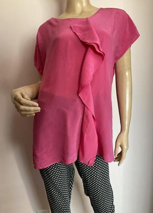 Комбінована рожева блузка/l - xl/ brend east шовк - віскоза1 фото