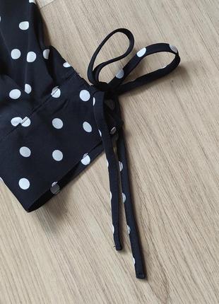 Блуза-боді в горошок (polka dot) / стрінги / зав'язки на манжетах7 фото