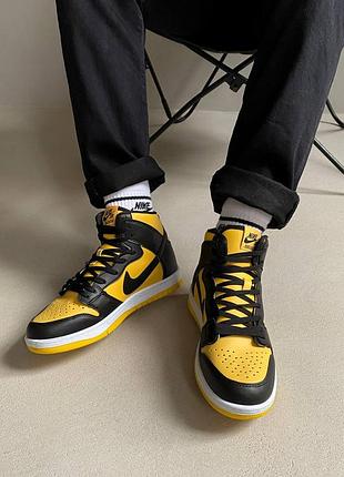 Nike dunk hight black yellow брендовые мужские желтые кроссовки найк чоловічі круті жовті кросівки найк
