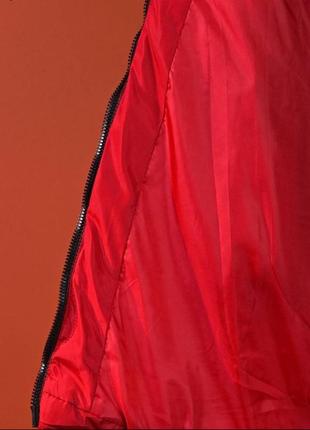 Парка куртка курточка женская зимняя красная  чёрная9 фото