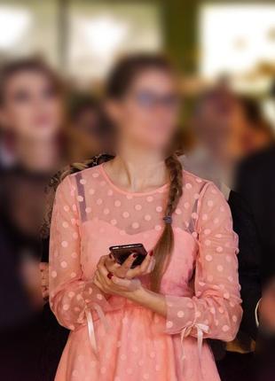 Персиковое платье розовое платье дружки свадьбы выпускной2 фото