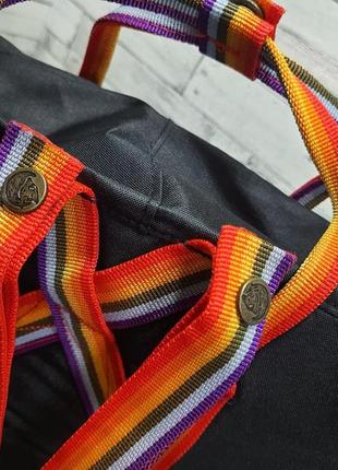 Рюкзак канкен черный с радужными ручками 16 л, fjallraven kanken black rainbow, радужные, цветные, школьный, шкільний портфель4 фото