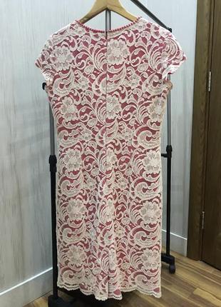 Красивое кружевное платье из натуральной ткани р. 38 / м,малиновое белое кружевное платье футляр4 фото