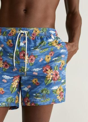 Плавки с тропическим принтом, чоловічі плавки літні шорти для пляжу.