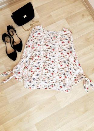 Натуральна блузка кофточка сорочка в квітковий принт zara bershka h&m next primark
