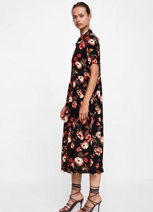 Стильна сукня-міді zara з квітковим принтом3 фото