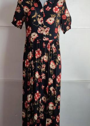 Стильна сукня-міді zara з квітковим принтом10 фото