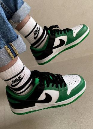 Мужские  зеленые с черным  кожаные кроссовки nike dunk  low green🆕найк данк