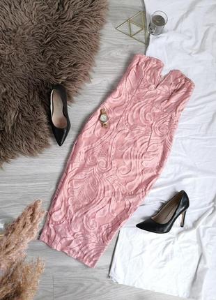 Шикарное розовое платье миди бюстье с кружевом.9 фото