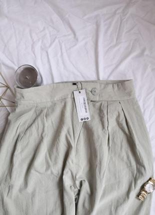 Шикарные натуральные легкие брюки цвета шалфея3 фото