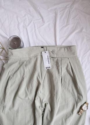 Шикарные натуральные легкие брюки цвета шалфея2 фото