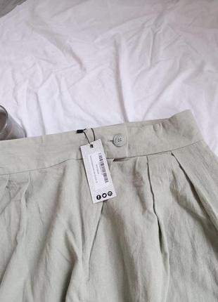 Шикарные натуральные легкие брюки цвета шалфея8 фото
