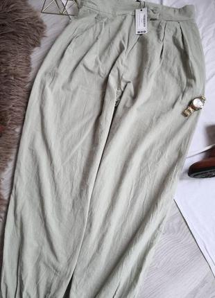 Шикарные натуральные легкие брюки цвета шалфея7 фото