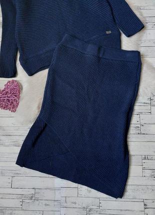 Теплый вязаный костюм ilpin свитер и юбка3 фото