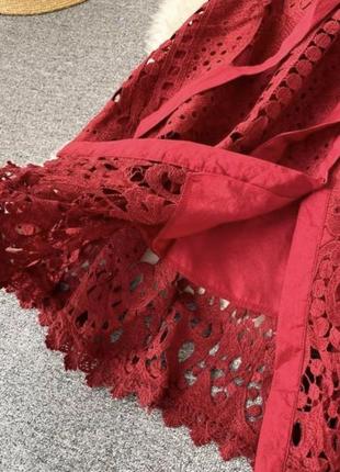 Сукня бавовняне мереживо колір марсала3 фото