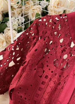 Сукня бавовняне мереживо колір марсала2 фото