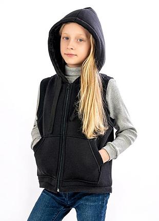 Жилетка з капюшоном на блискавці плюшева підкладка