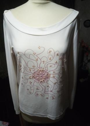 Блуза белая  р 46-48 трикотаж винтаж1 фото