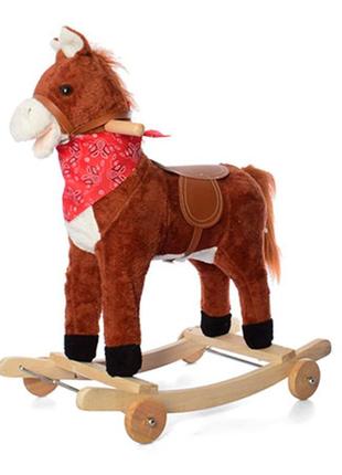 Лошадка-качалка для детей mp 0086-7 на колесах, 60х34х58 см, звук(цокот/ржание), подвижный рот/хвост