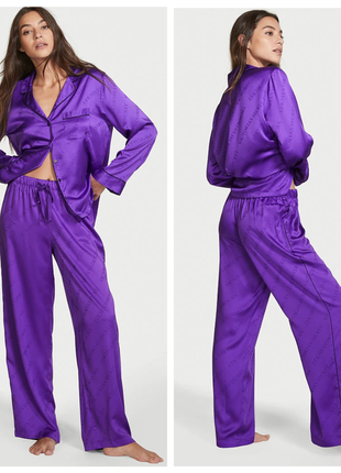 Victorias victorias secret вікторія сікрет сатинова піжама, костюм для сну, будинки satin long pj set