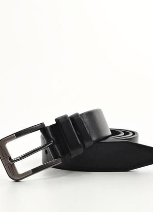 Брючный кожаный ремень черный 3,5см с пряжкой с лазерным гравированием3 фото