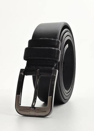 Брючный кожаный ремень черный 3,5см с пряжкой с лазерным гравированием4 фото