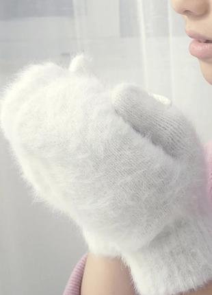 Рукавиці рукавиці жіночі хутро кролика теплі зимові1 фото