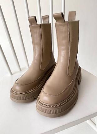 10178🍁ботинки "челси" в натуральной коже утеплены байкой👑