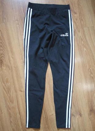 Спортивные лосины свежие коллекции adidas originals 3 stripe linear black leggings2 фото