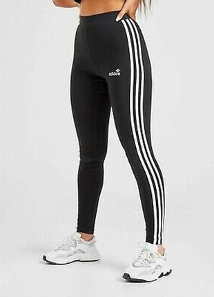 Спортивные лосины свежие коллекции adidas originals 3 stripe linear black leggings1 фото