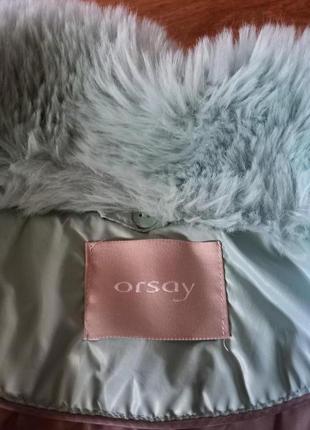 Куртка короткая женская бирюзовая мятная с поясом с мехом orsay6 фото