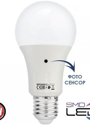 "dark-10" светодиодная led лампа с сумеречным датчиком 10w 6400к a60 e27 220 "horoz electric" 001-068-0010-010