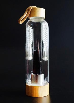 Бутылка для воды с кристаллом 550мл. обсидиан + подарок2 фото