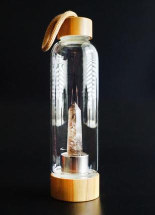 Бутылка для воды с кристаллом 550мл. дымчатый кварц + подарок1 фото