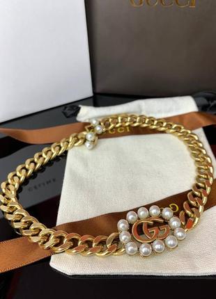 Брендовая подвеска в позолоте с жемчугом