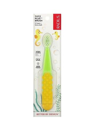 Radius totz plus brush, зубна щітка, для дітей від 3 років, екстра м'яка, синьо-жовта, 1 шт.