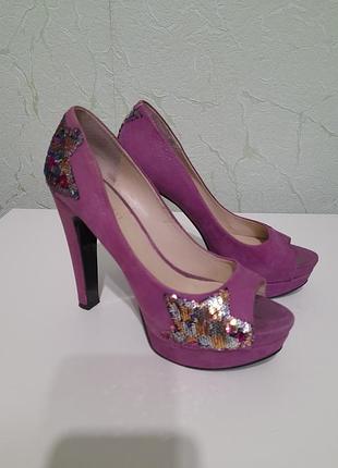 Туфлі фукции паєтки платформа высокиц каблук рр36,5 - nine west