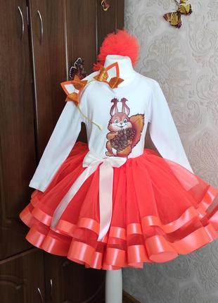 Костюм білочки карнавальний костюм білки новогодний наряд белочки оранжевая юбка с фатина